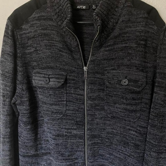 Men's Apt.9 black & grey zip up sweater with pockets - Picture 5 of 5
